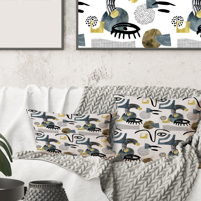 Housse et insert de coussin rectangulaire Collage of Eyes and Doodles I