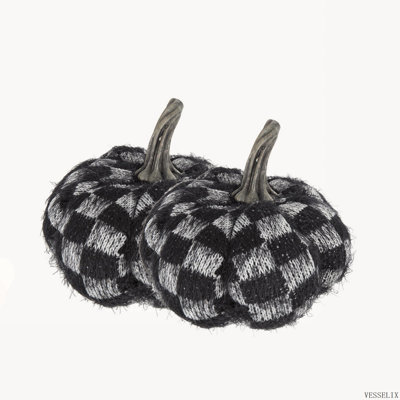 Ensemble de 2 décorations de citrouille en tissu noir, 8,3 x 8,3 x 6,7 pouces pour Halloween