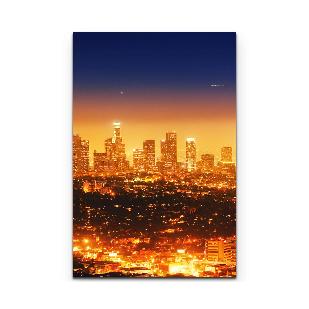 Leinwandbild Panorama von Los Angeles bei Nacht