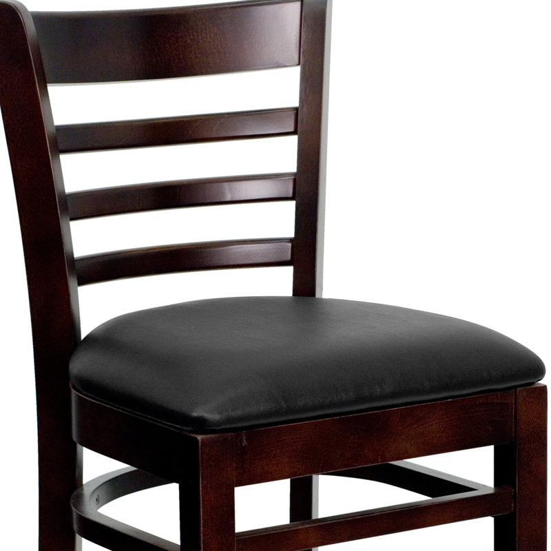 Tabouret de bar en bois Ladder Back, Noyer, Noir