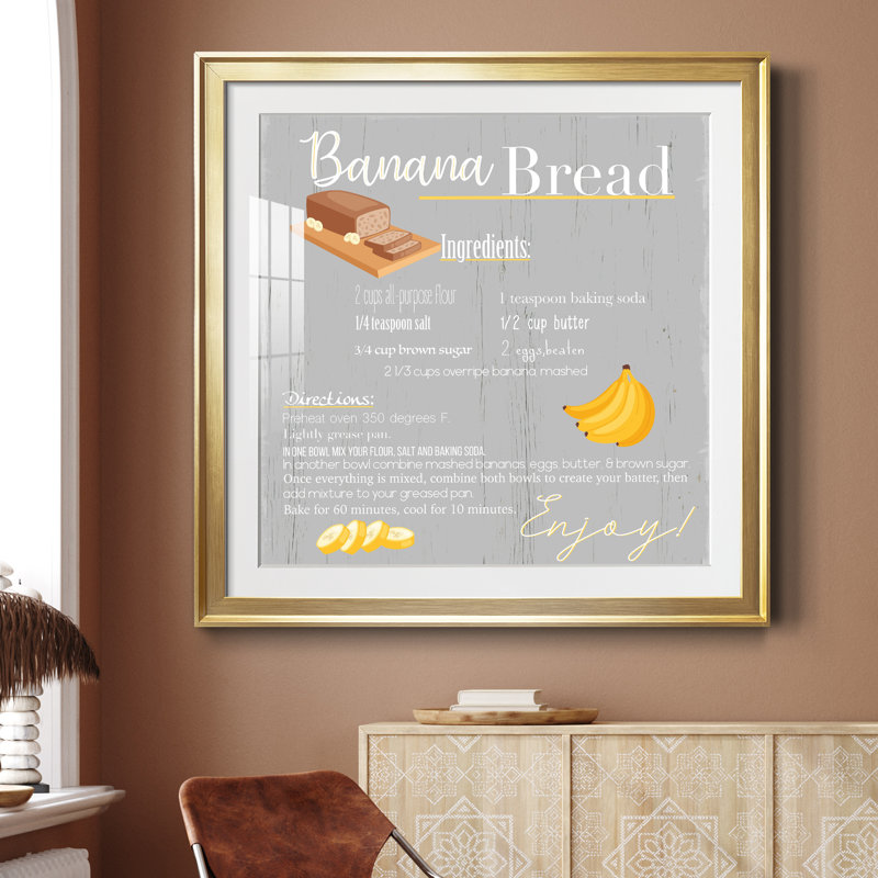 Banana Bread - Photo encadrée, art textuel, H 30,5 po x l 30,5 po x P 1,5 po, Encadrement doré