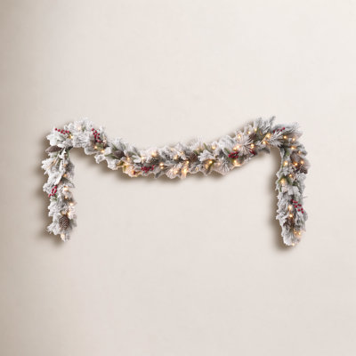 108" Frosted Pre-Lit Bedford Pine Garland