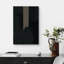 Motif géométrique noir sur fond gris à rayures, formes abstraites et minimalistes, décoration murale nordique contemporaine sur toile-97558822-97558823-119460984