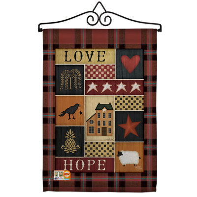 Collage primitif amour hope impressions 2 faces polyester 19 x 13 po ensemble de drapeaux