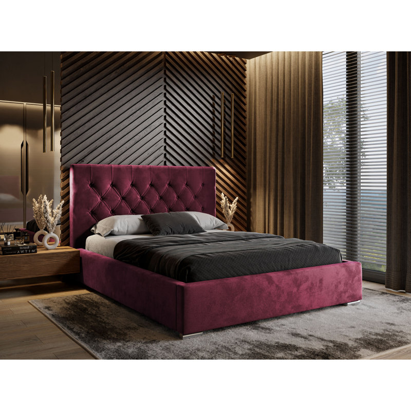 Farnham Upholstered Storage Bed, Bordeaux Red, 140 x 200cm