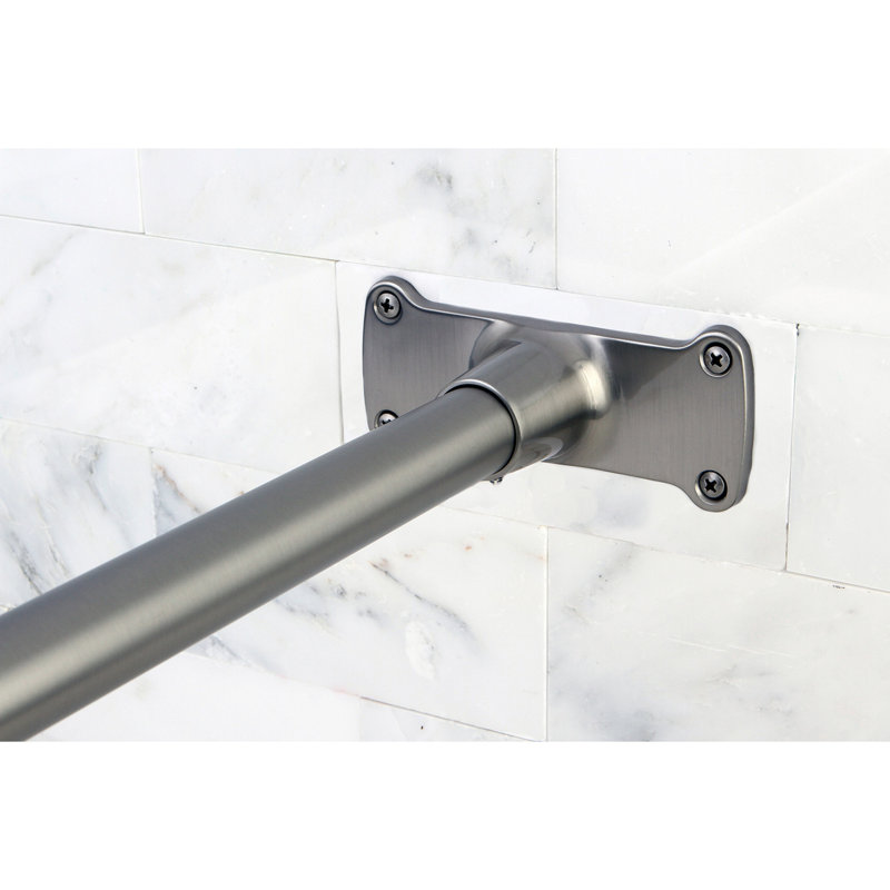 Kingston Brass Vintage 63-Inch L-Shaped Shower Curtain Rod, Brushed Nickel