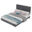 Grand lit plateforme tapissier minimaliste moderne avec tête de lit moelleuse et velours gris froid