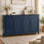 Buffet de style champêtre de 160 cm avec 4 portes cintrées décoratives, dosseret de rangement bleu vieilli-976720887
