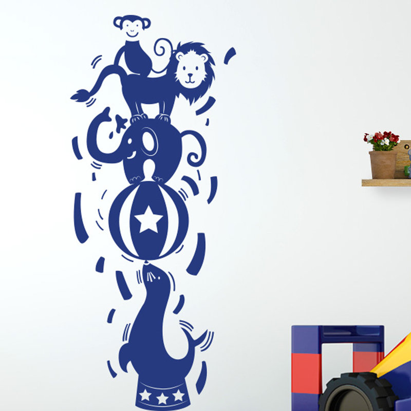 Animals Wall Decal, Dark Blue