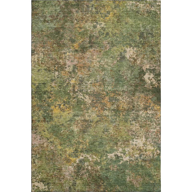 Premium Machine Washable Mayfield abstract Rug, Aloe, 3' x 5'