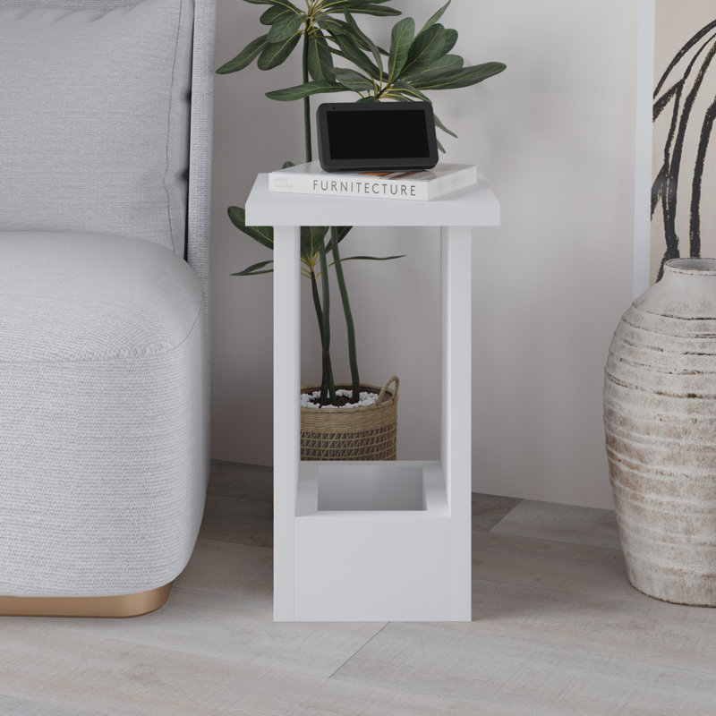 Paizlei Modern Small Minimalist Bedside Table, White