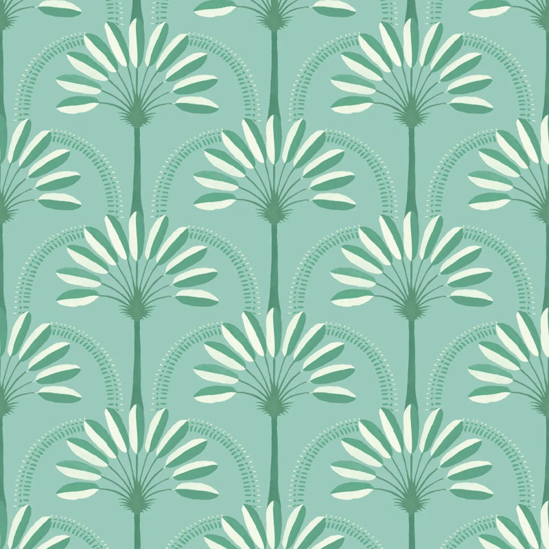 Palm Arches - Wallpaper, Peel & Stick, Tropical Teal