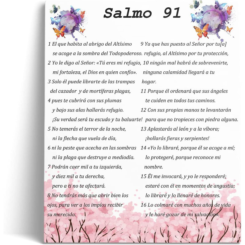 Salmo 91 En Espanol Para Pared, Psaume 91 - peinture sur toile tendue