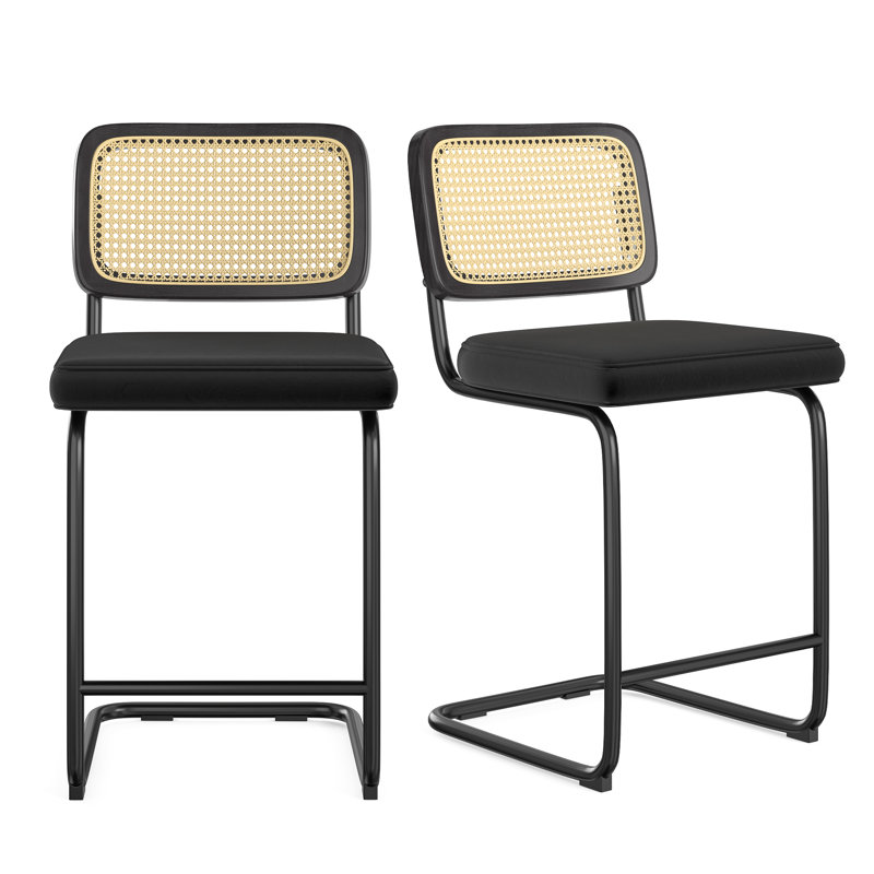 Tabouret Baumgartner, Tabouret de comptoir (siège d'une hauteur de 24 p, Noir, Noir
