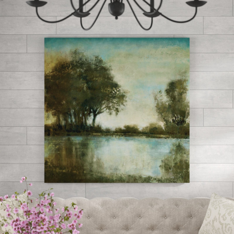 «Serene Reflection I» par Jason Jarava - Peinture, Image au pinceau gel, H 30 po x l 30 po x 1,5 po