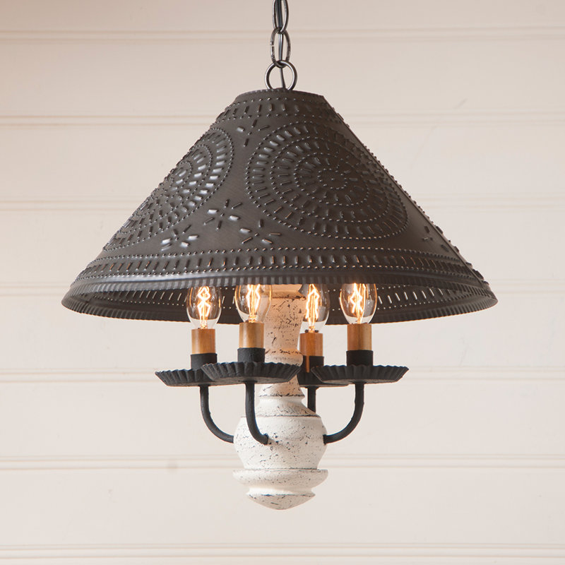 Lustre 4 lumières façon bougie Wilberforce, Rouge rétro