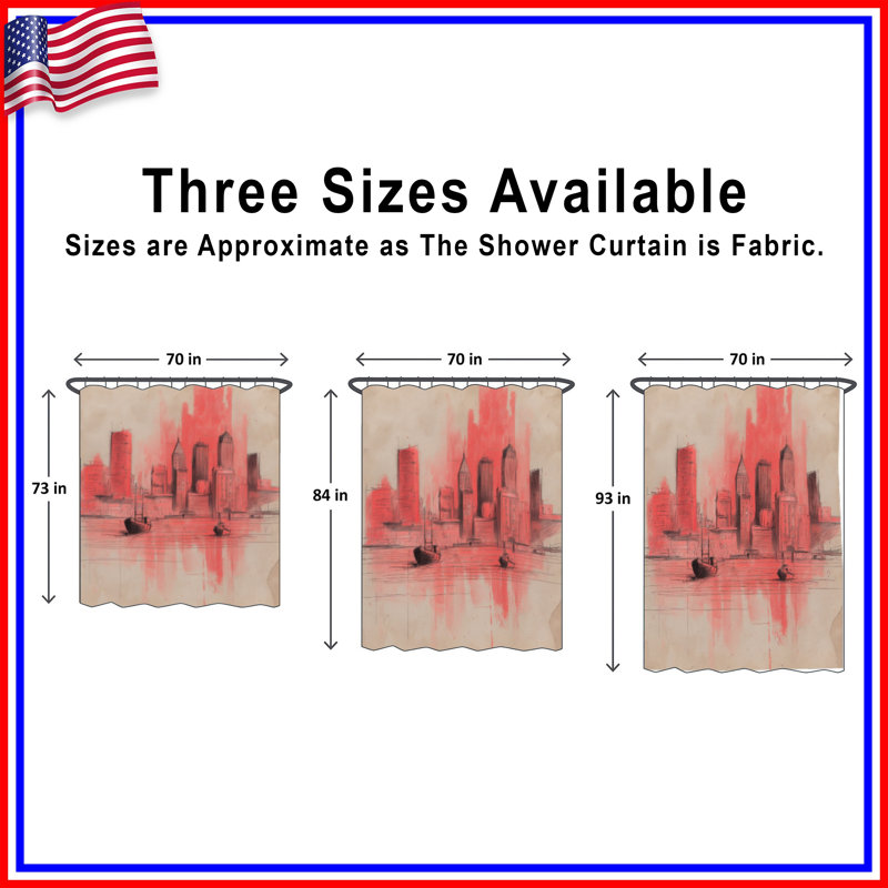 Rideaux de douche Red City Skyline, 70 po L x 72 po H