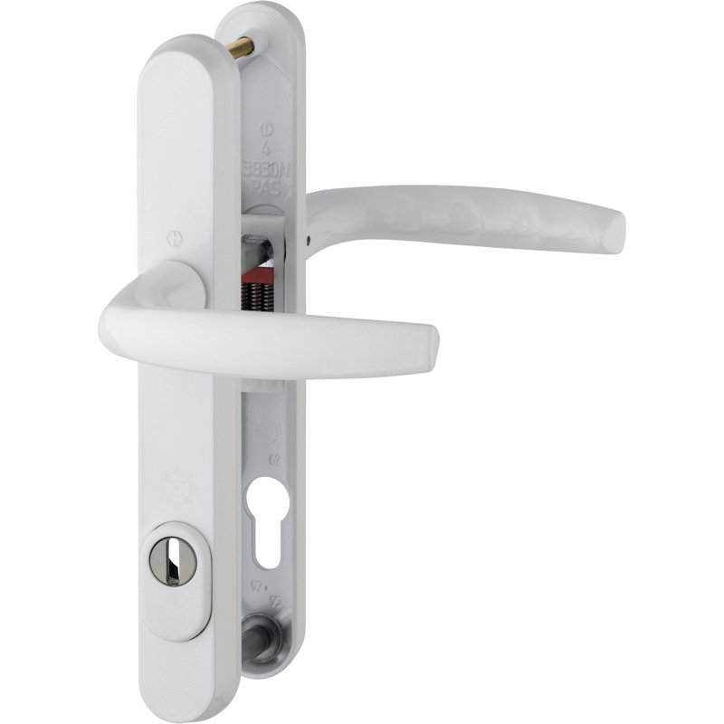 Atlanta Exterior Mortise Door Handle, Diamond White, right