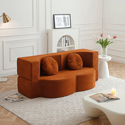 2-In-1 Folding Sofa Bed With Pillow, Queen Sleeper Sofa, Floor & Futon Loveseat Couch