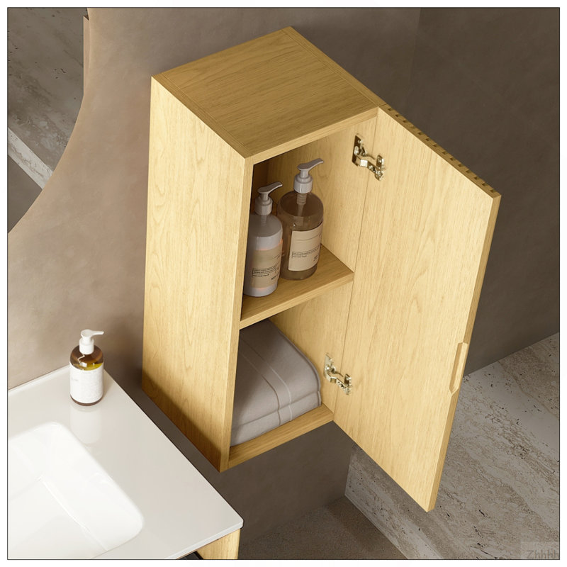 Meuble-lavabo d'appoint mural rayé flottant BOI de 12 po avec porte et tablette BOI (adapté au meuble-lavabo BRON)