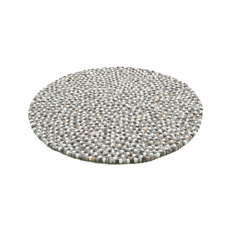 Lauge Hand Felted Wool Beige Rug, Round 120cm