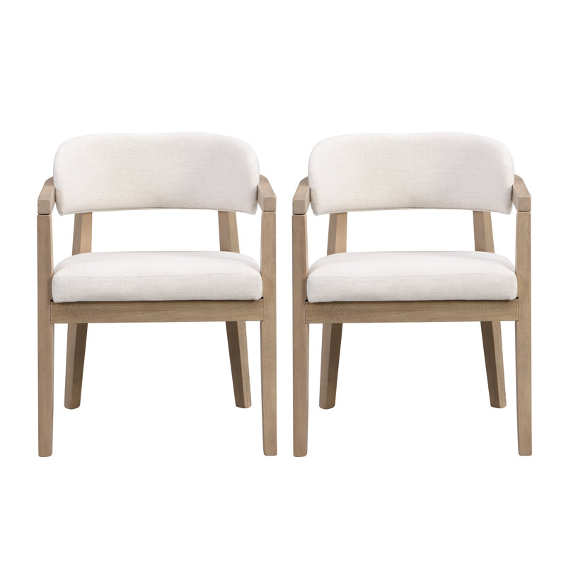 Chaises de salle à manger rembourrées Drake, Coussin beige / structure en frêne clair