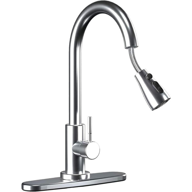 Robinet de cuisine rétractable à poignée simple avec accessoires