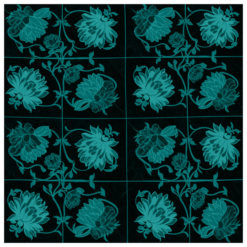 Coussins décoratifs sarcelle à motif floral double face, 20 x 20 pouces