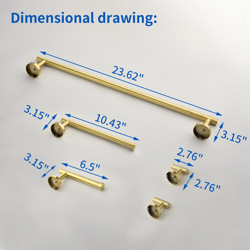 5 - Piece Bathroom Hardware Set, Gold