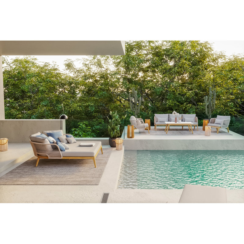 Amadora Outdoor Teak Lounge Chair, Silver