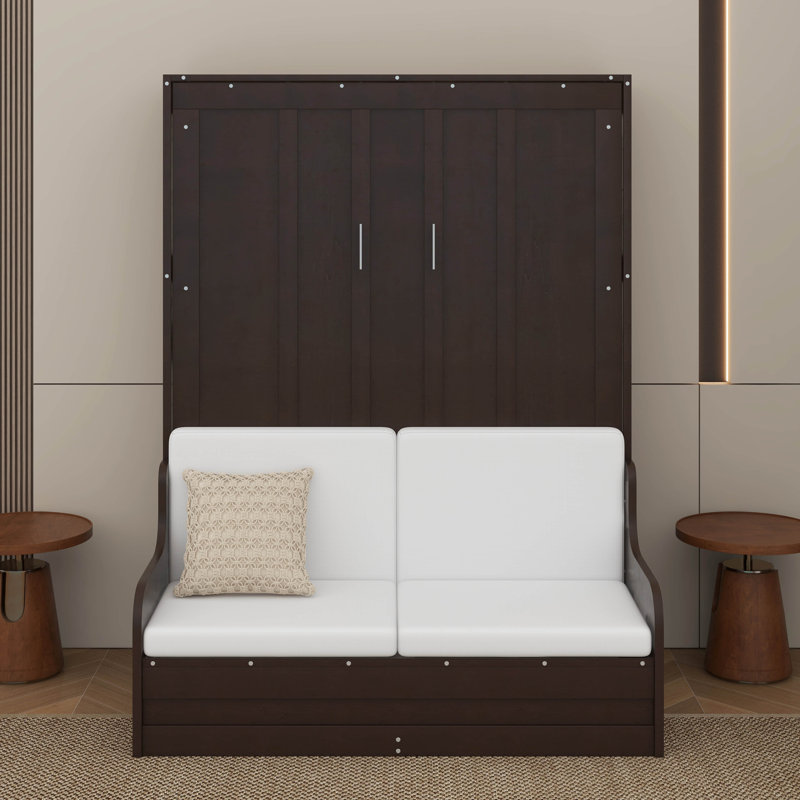 Grand lit escamotable mural avec coussin, Espresso