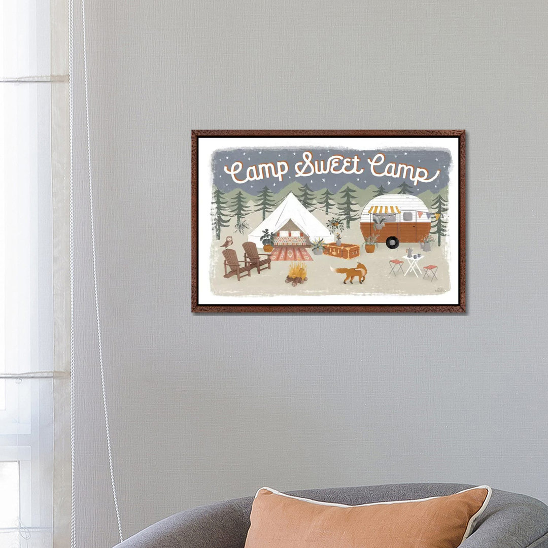 Gone Glamping I von Laura Marshall - Galerie-verpackte Leinwand Giclée auf Leinwand