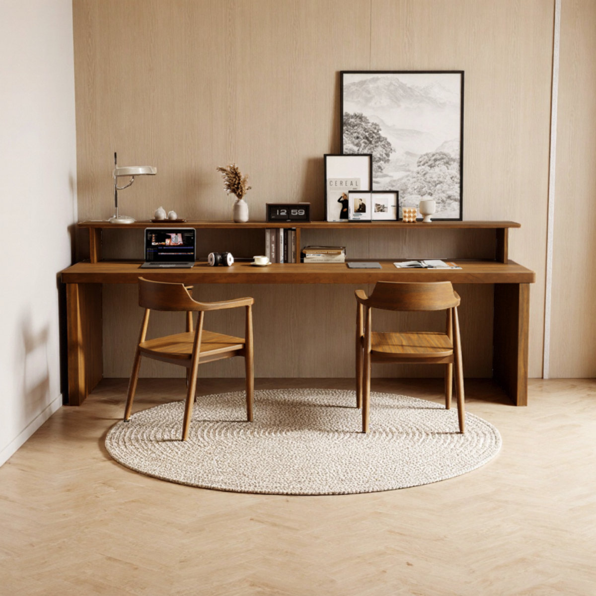 Hokku Designs Rustic Pine Wood Study Desk with Open Shelf - Wayfair Canada