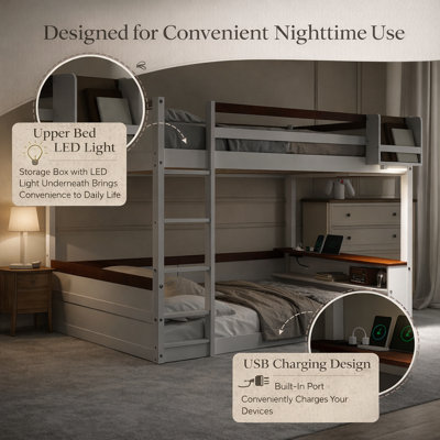 Queen Size Wooden Bunk Bed