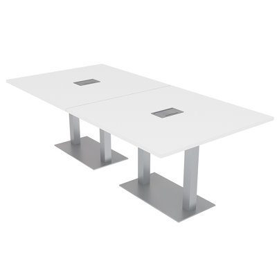 Table de conférence rectangulaire avec base en métal double | Unité électrique