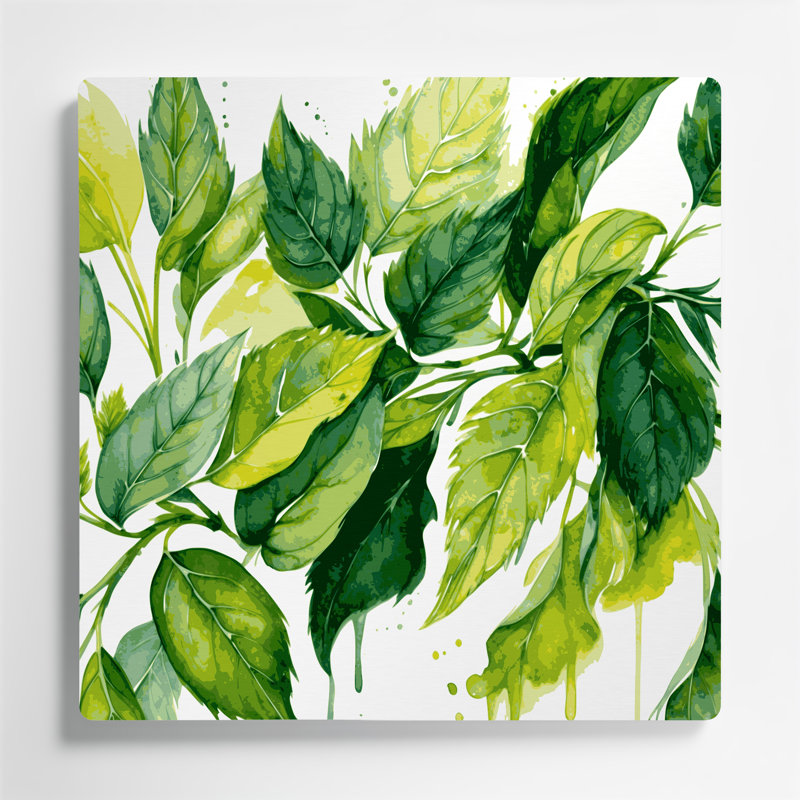 Art mural en métal Baume botanique vert, H 32 po x l 32 po