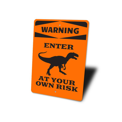 Panneau d'avertissement de dinosaure en aluminium