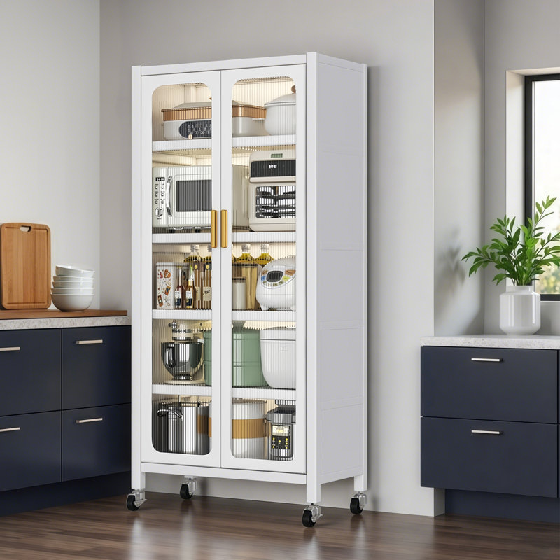 Armoires de rangement métalliques robustes, design moderne de 165 cm (65 po), pour un rangement polyvalent à la maison, White