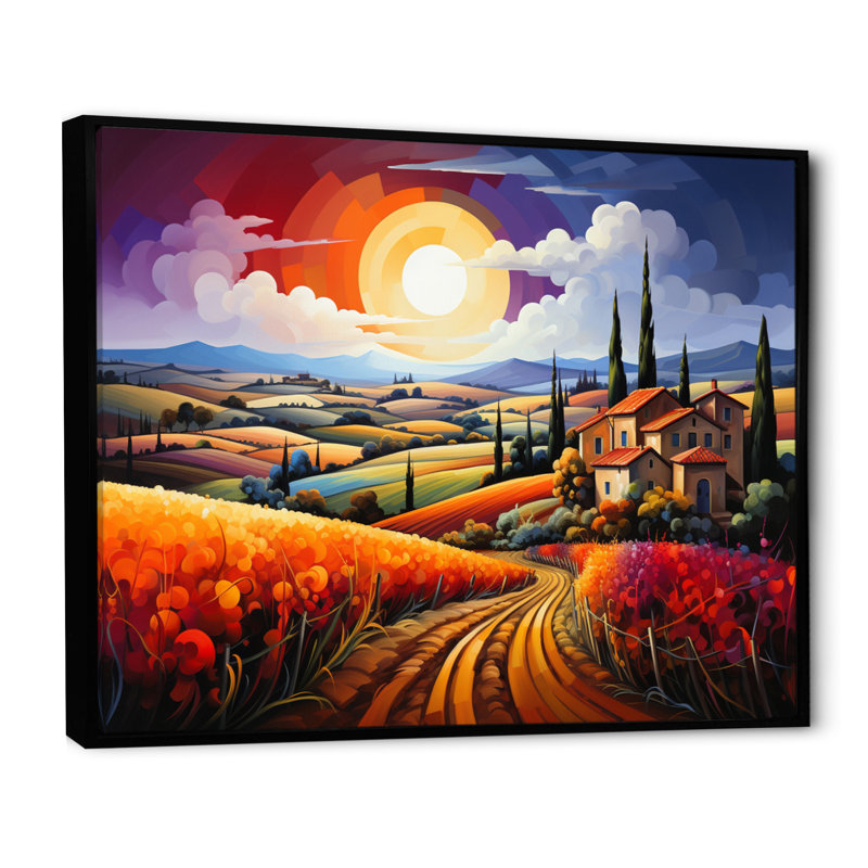Vignobles de Toscane IV - Affiches d'art sur l'Italie, Cadre flottant noir, H 30 po x l 40 po x P 1,5 po