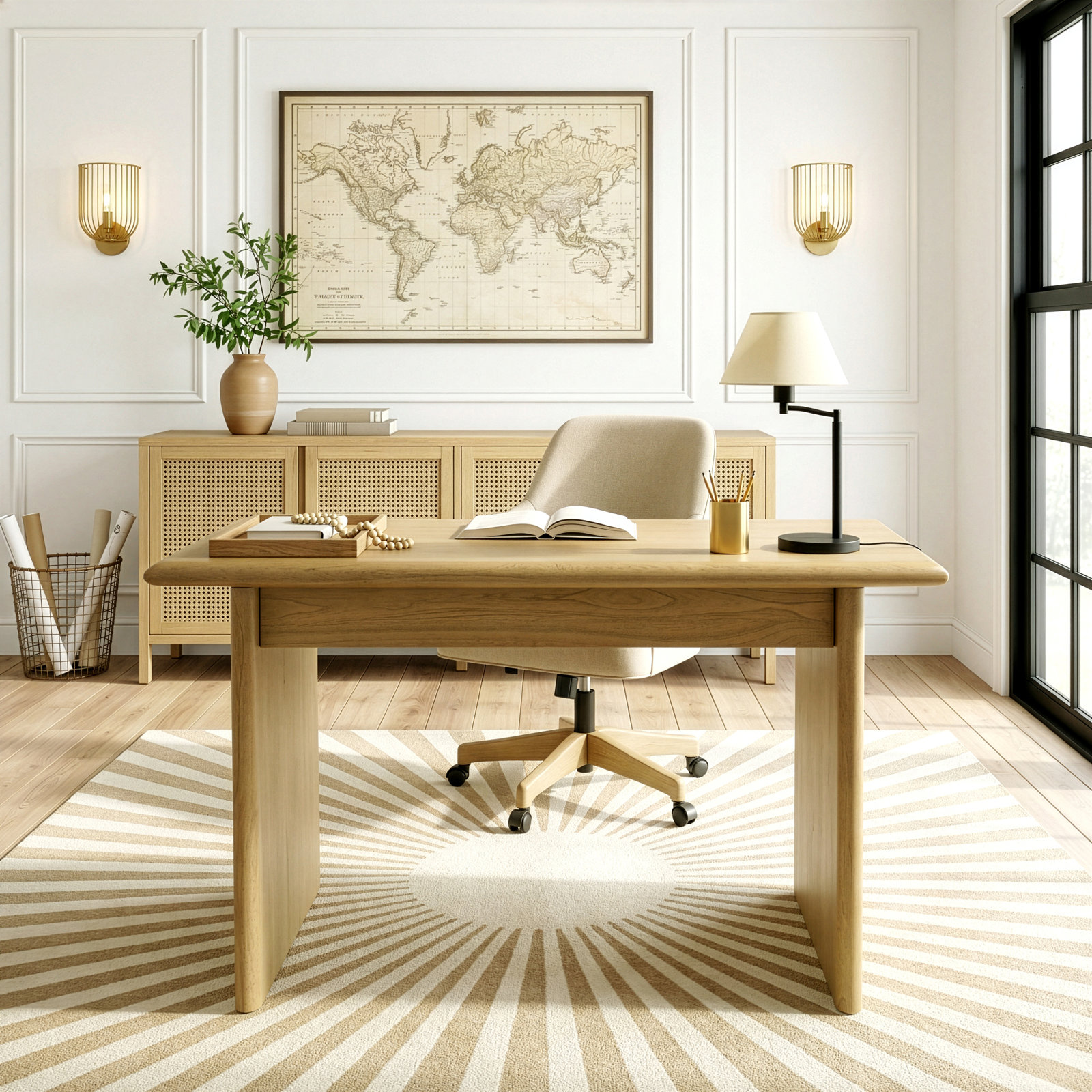Soleil 50" Writing Desk, Blonde Oak