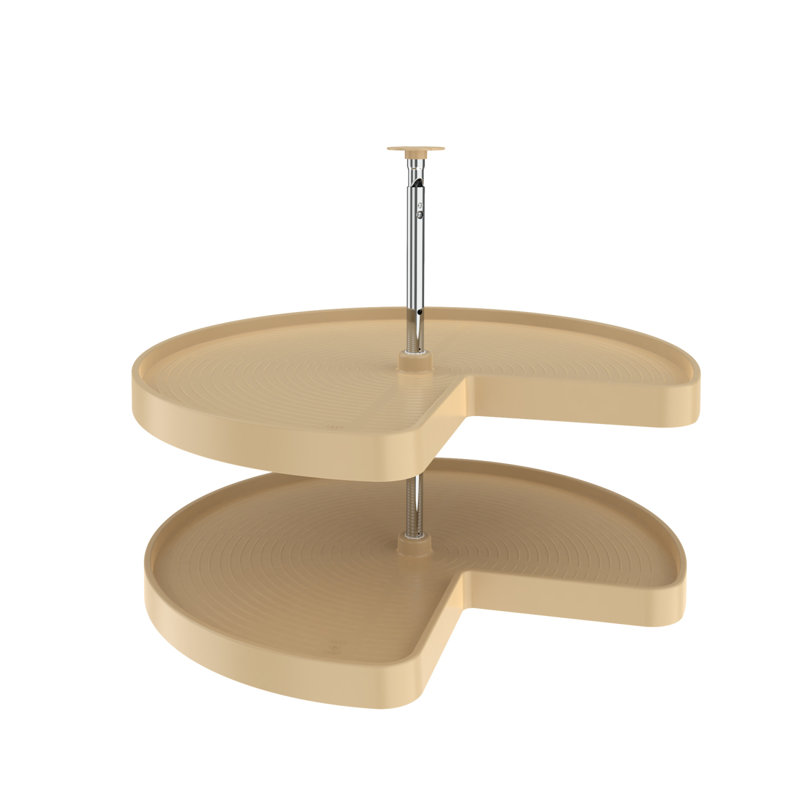 Plateau tournant à 2 tablettes en polymère pour armoires d'angle, L 32 po, Amande