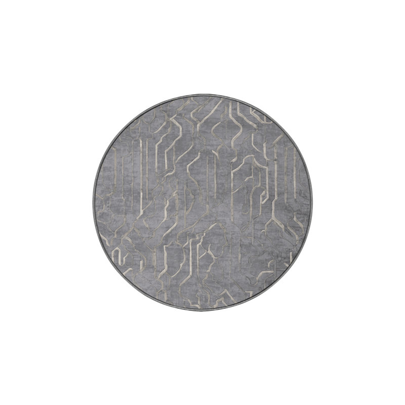 Machine Washable Gray Area Rug, Round 5'