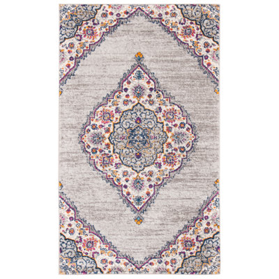 Christa Oriental Gray/Cream/Fuchsia/Sapphire/Gold Area Rug