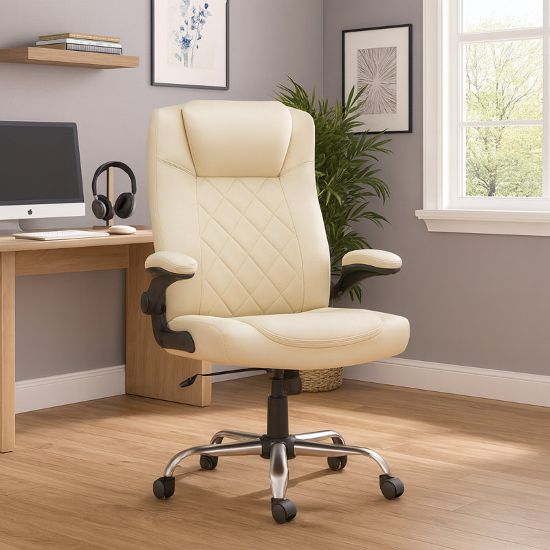 Fauteuil de direction ergonomique avec accoudoirs rabattables, Beige