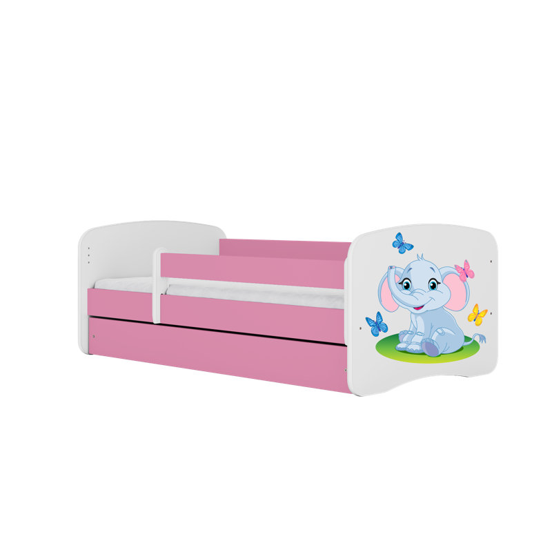 Cicero Drawer Convertible Bed and Mattress, Toddler (70 x 140 cm), Pink/White