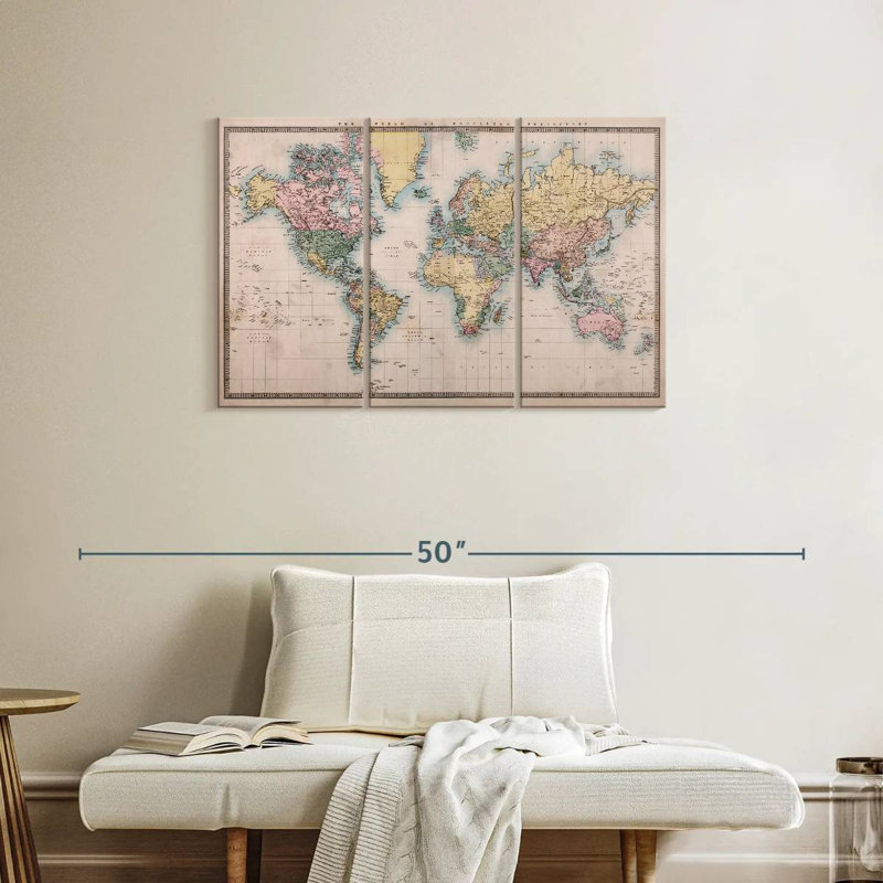 Carte du monde Aliaz Mercator Projection, H 24 po x l 38 po