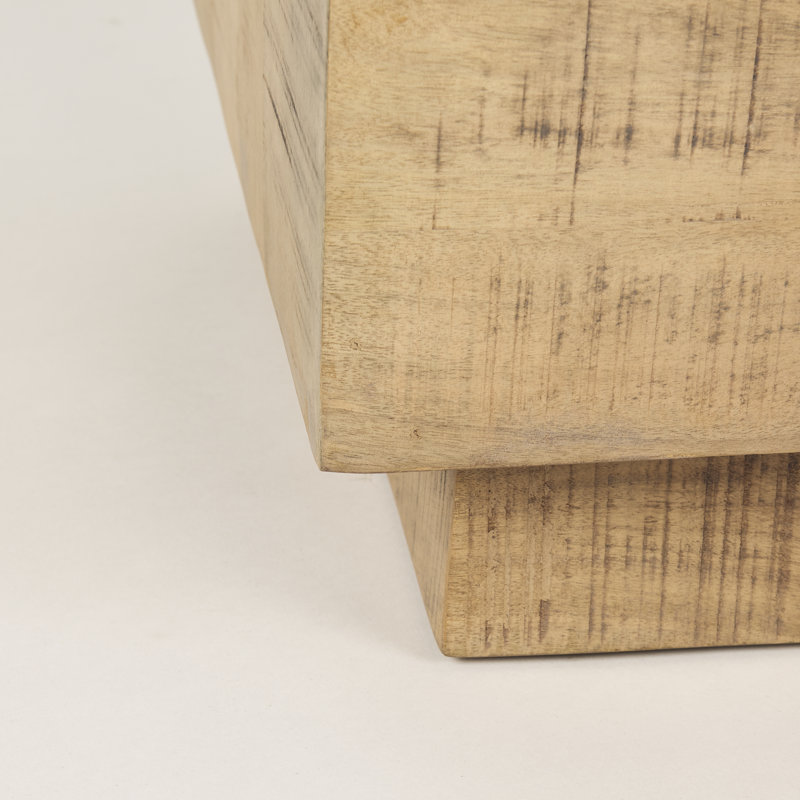 Stalbridge Solid Wood Block End Table, Light Brown