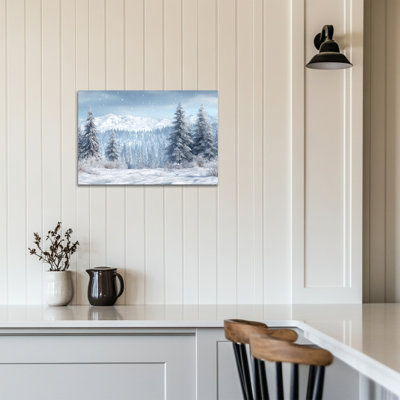 Paysage d'hiver, art mural sur toile - Scène de neige, décorations d'hiver pour salon, forêt d'hiver, estampes murales pour chambre à coucher