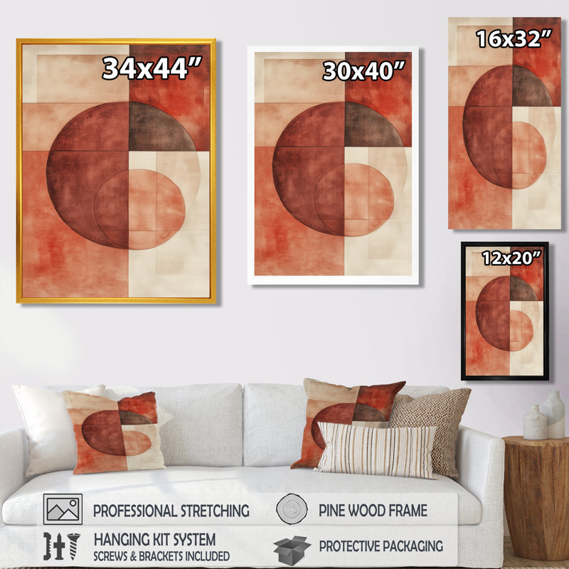 Art mural abstrait terre cuite, équilibre terre cuite, toile neutre chaleureuse, H 32 po x l 16 po, Toile tendue