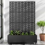 Metal Planter Box with Trellis with Wheels
